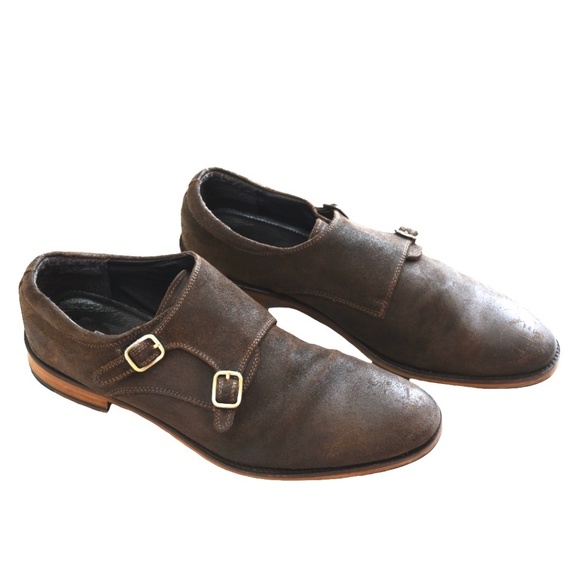 Gordon Rush || Double Monk Strap Allan Leathered Suade Shoe Size 11 - Picture 1 of 6